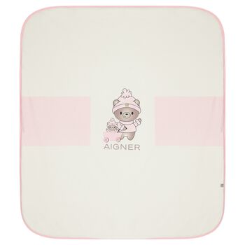 Baby Girls Pink & White Logo Blanket